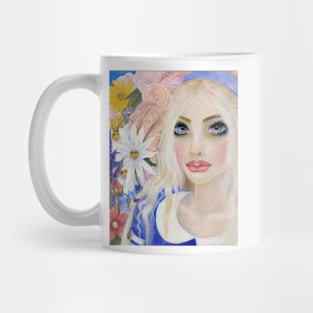 Alice in the Garden of Live Flowers, Original Art, Kim Turner Art Mug